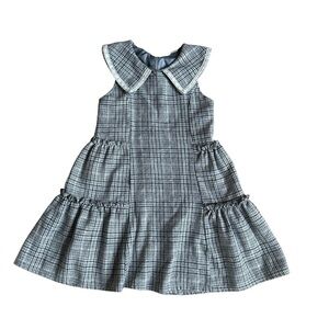 SHEIN Gray Tweed Dress Peter Pan Lace Collar Sleeveless Girls Size 6